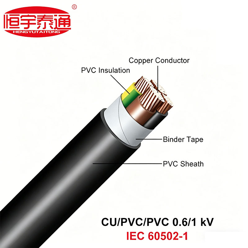 Cable de alimentación aislado con PVC de bajo voltaje del conductor de cobre NYY